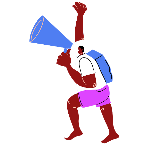 Ilustração de uma pessoa falando em um megafone.